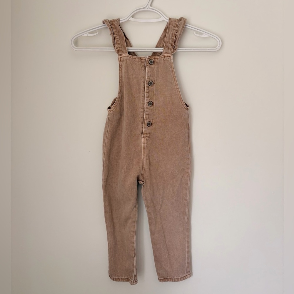 Zara Tan Denim Overalls